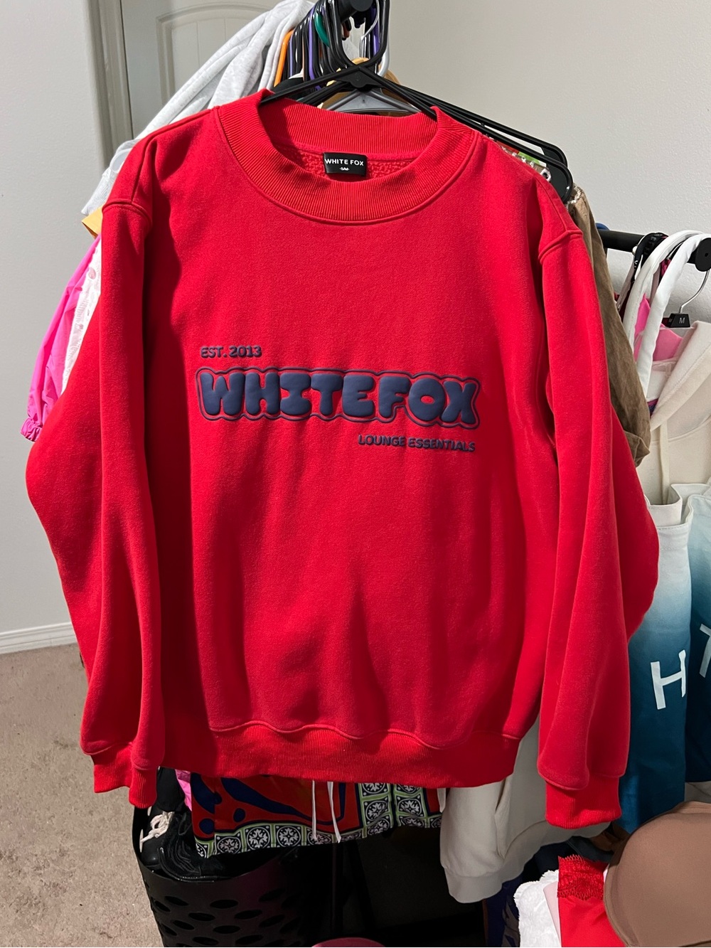 White Fox Boutique Red & Navy Blue Sweatshirt